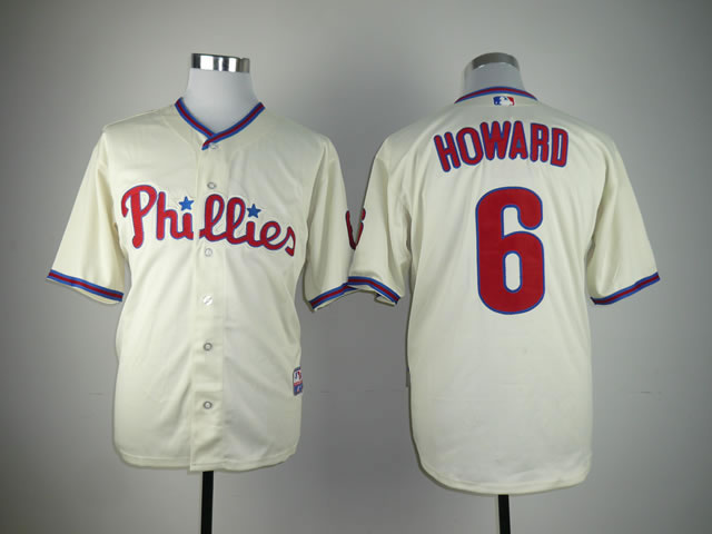 Men Philadelphia Phillies #6 Howard Cream MLB Jerseys